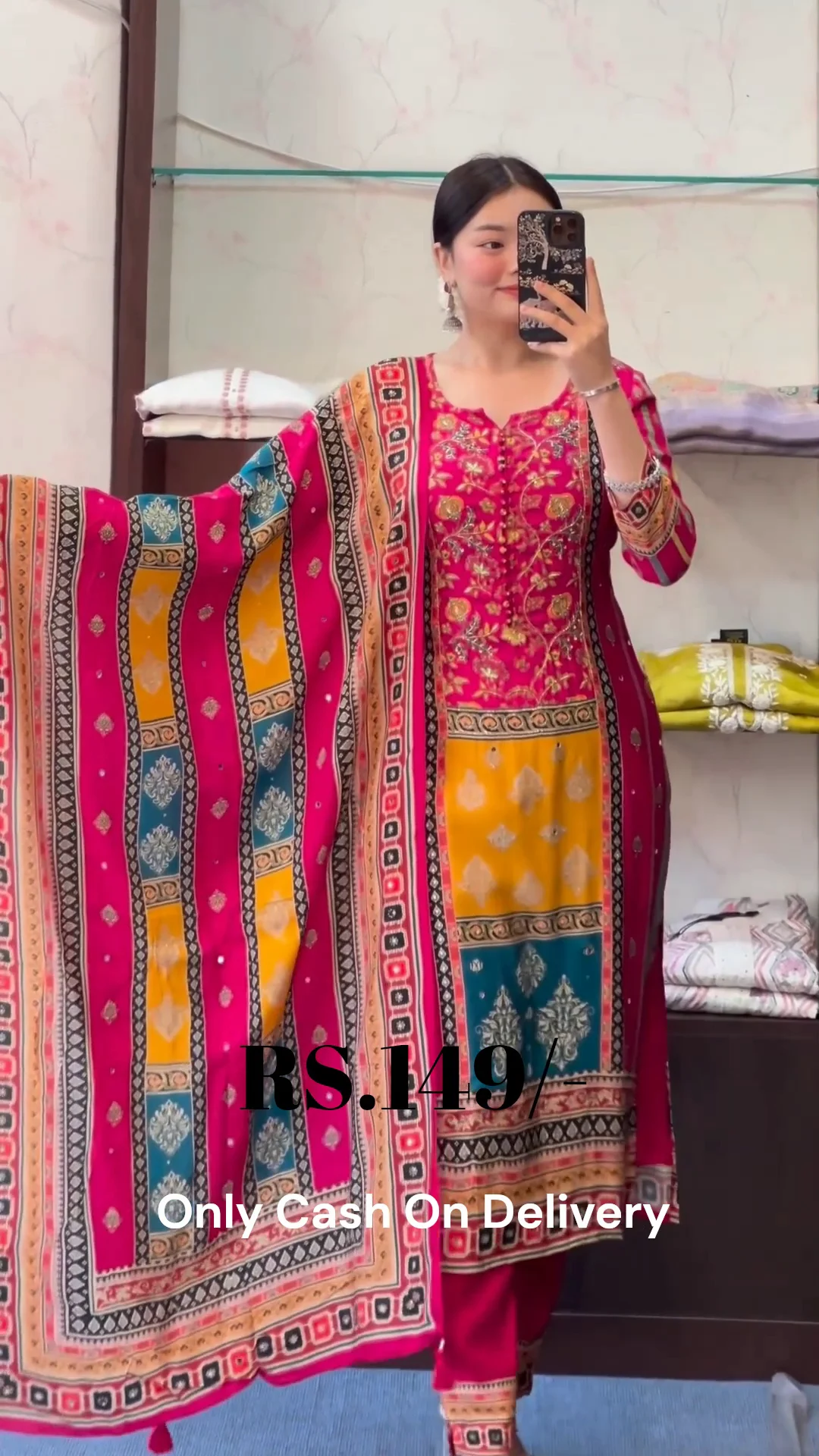 Vibrant Multicolor Printed Cotton Suit Set with Dupatta - Festival Ready Look